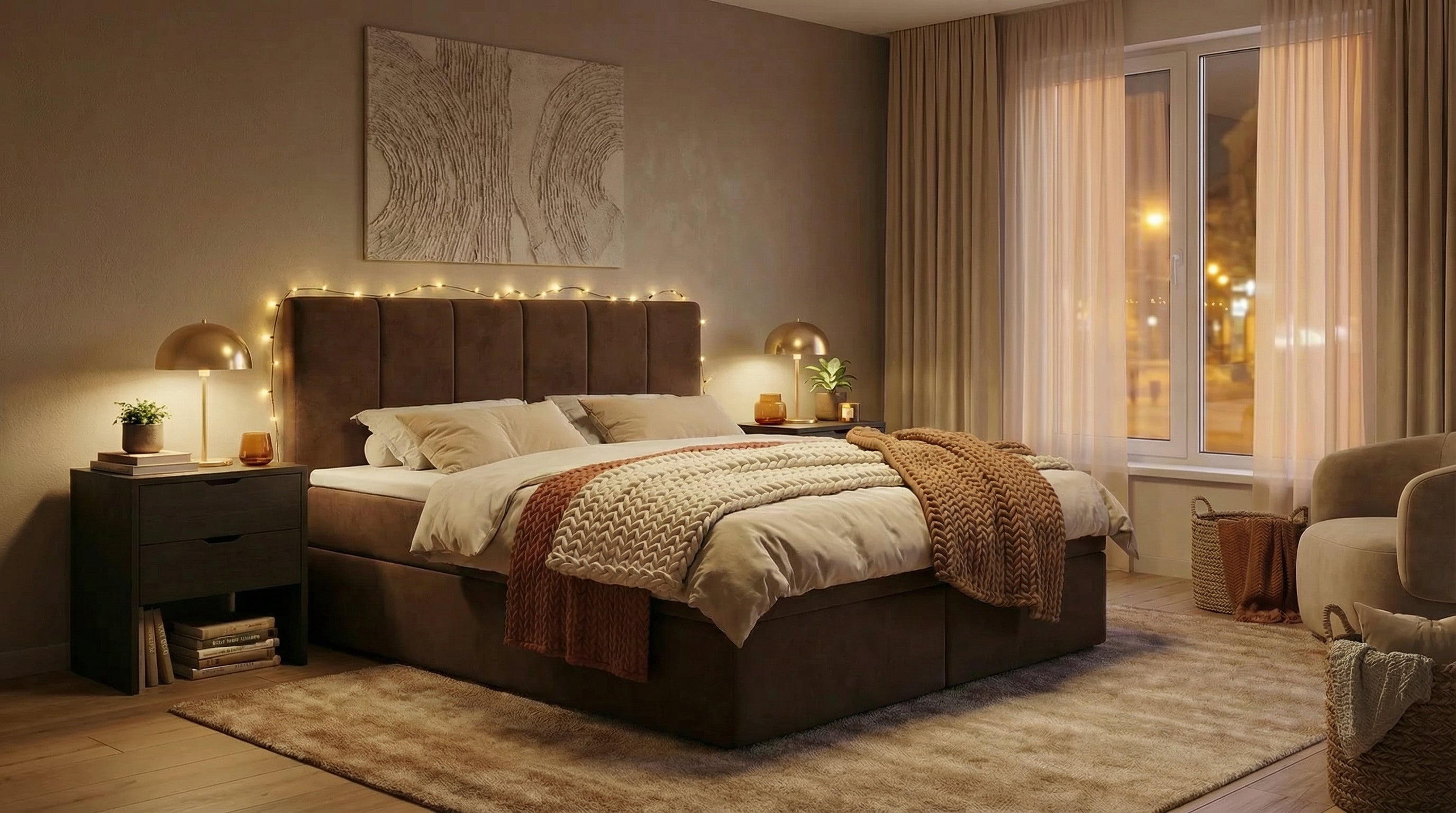 Gemütliches Boxspringbett Luna – mit Bettkasten