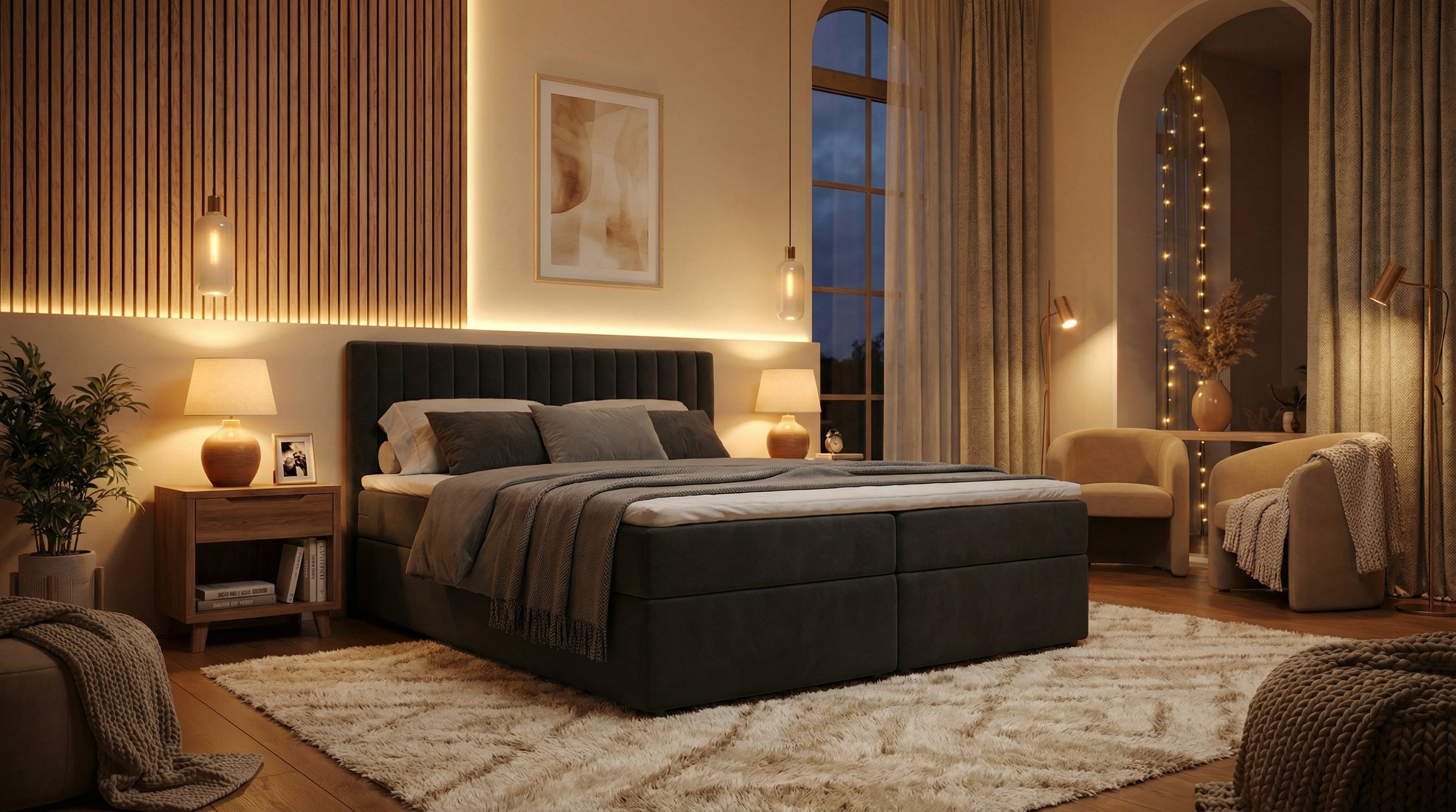 Gemütliches Boxspringbett Aura – mit Bettkasten