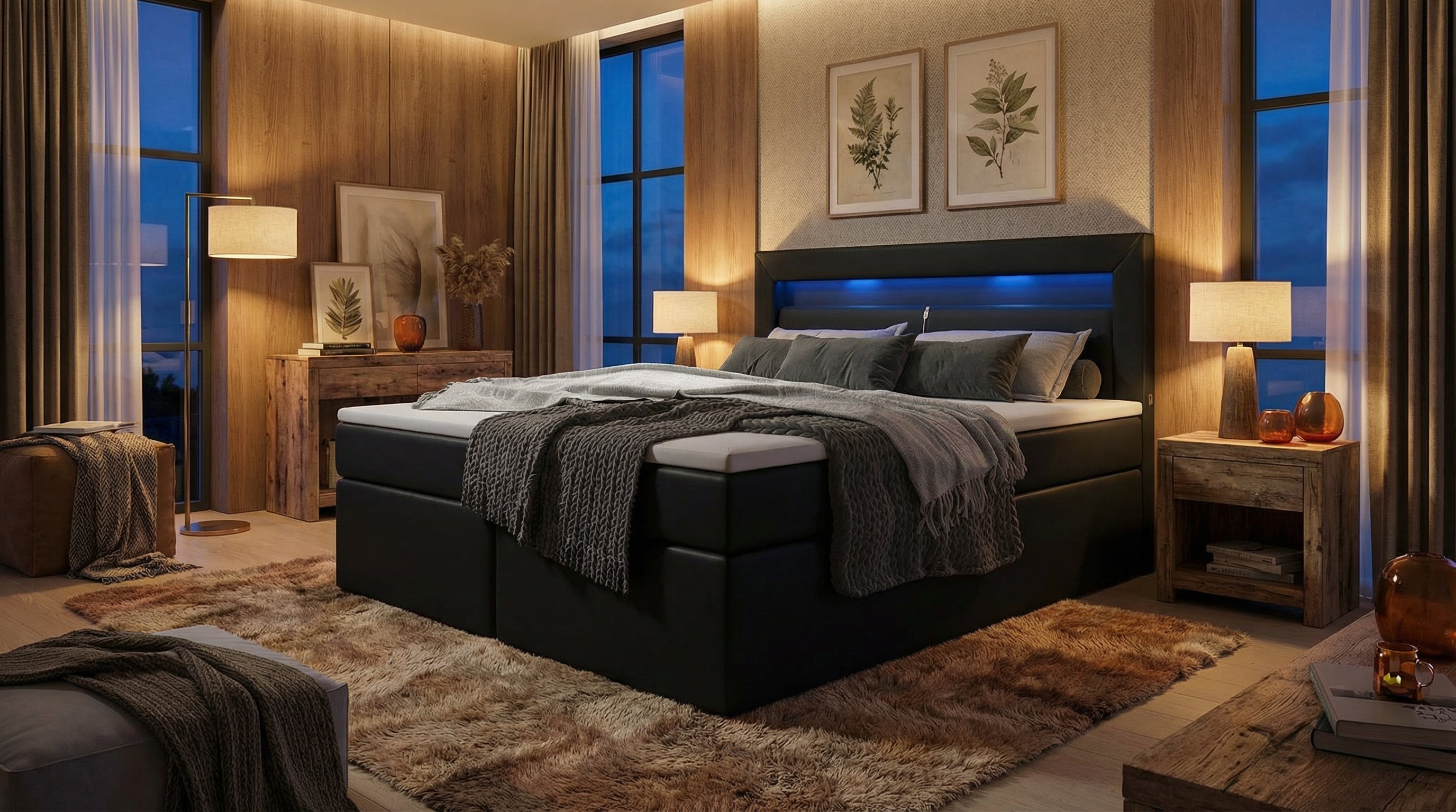 Modernes Boxspringbett Luxa – mit LED