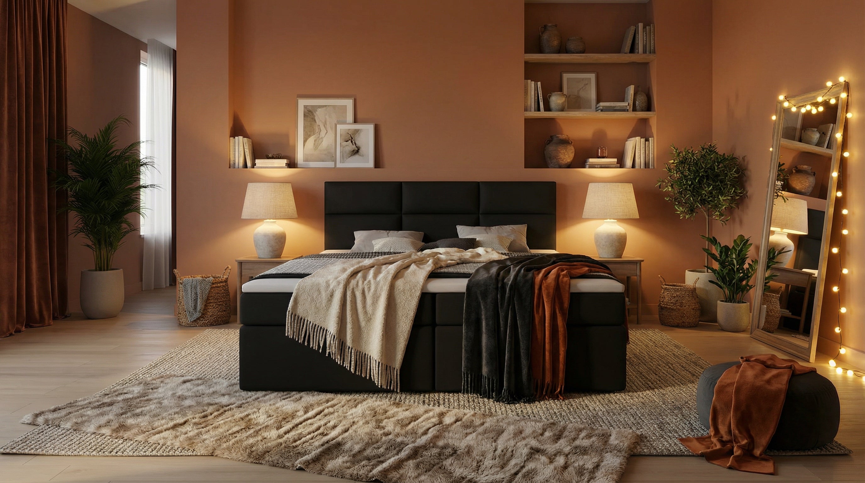 Elegantes Boxspringbett Noir – mit Bettkasten