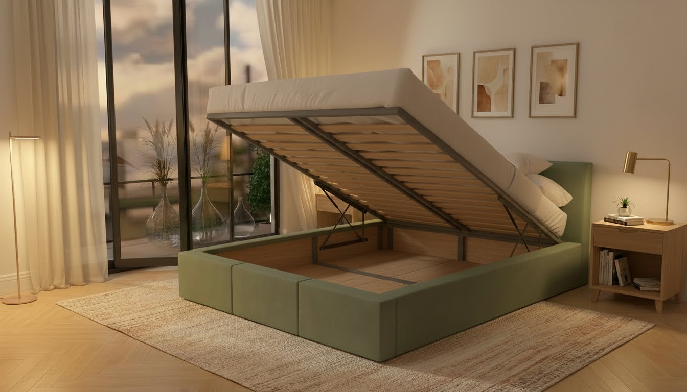 Komfortables Polsterbett Emi – mit Stauraum