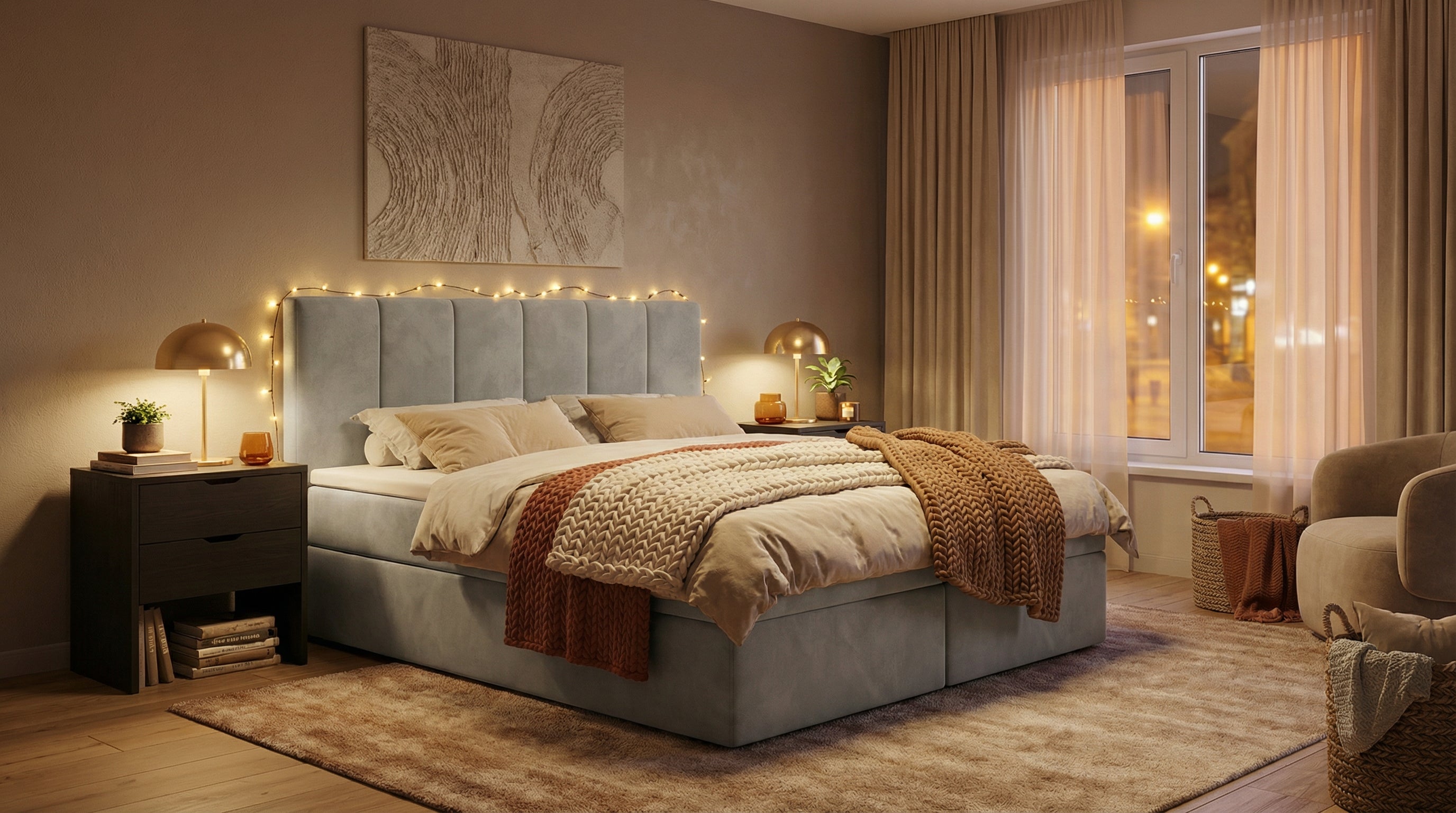 Gemütliches Boxspringbett Luna – mit Bettkasten